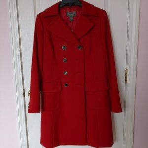 Cherry Red double breasted coat by Ann Taylor size 6